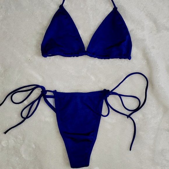 NWOT Blue two piece thong string bikini - Picture 2 of 11